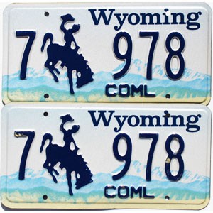 1992 Wyoming Commercial License Plates Pair #7978
