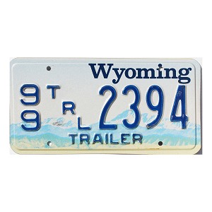 1992 Wyoming Rental Trailer License Plate #992394
