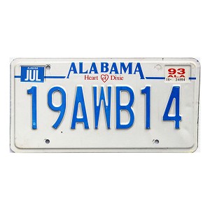 1993 Alabama License Plate #19AWB14