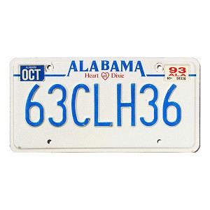 1993 Alabama License Plate #63CLH36