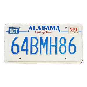 1993 Alabama License Plate #64BMH86