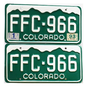 1993 Colorado License Plates Pair #FFC966