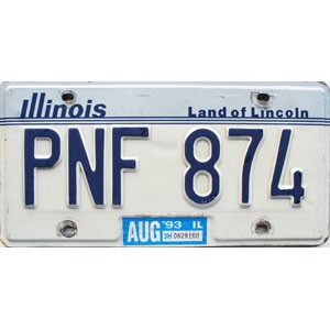 1993 Illinois License Plate #PNF874