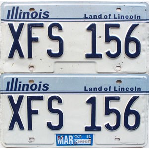 1993 Illinois License Plates Pair #XFS156