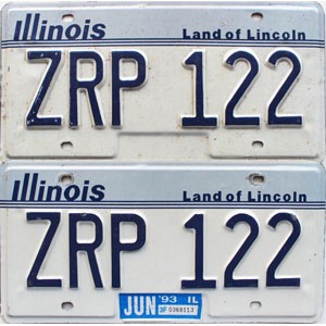 1993 Illinois License Plates Pair #ZRP122
