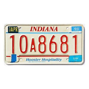 1993 Indiana License Plate #10A8681