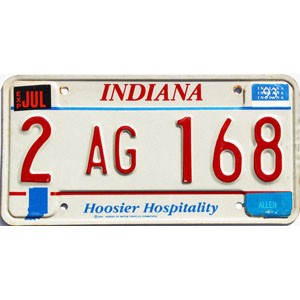 1993 Indiana License Plate #2AG168