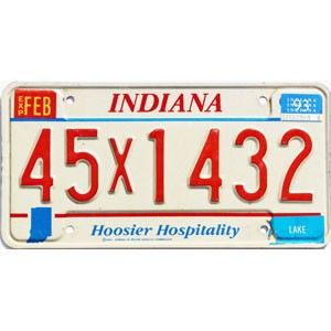 1993 Indiana License Plate #45X1432