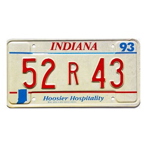 1993 Indiana License Plate #52R43