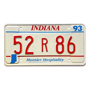 1993 Indiana License Plate #52R86
