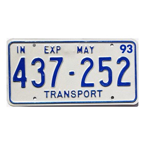 1993 Indiana Transport License Plate #437252