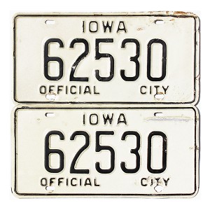1993 Iowa City License Plates Pair #62530
