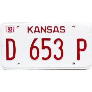 1993 Kansas Dealer License Plate #D653P