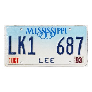 1993 Mississippi License Plate #LK1687