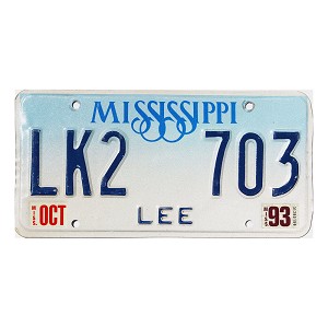 1993 Mississippi License Plate #LK2703