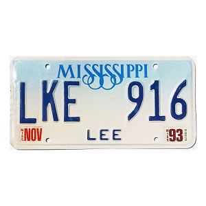 1993 Mississippi License Plate #LKE916