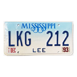 1993 Mississippi License Plate #LKG212