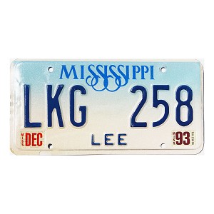 1993 Mississippi License Plate #LKG258