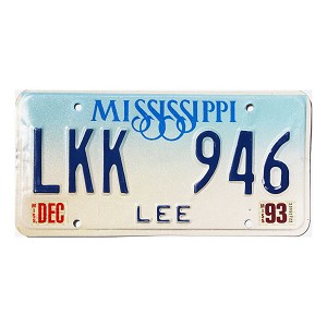 1993 Mississippi License Plate #LKK946