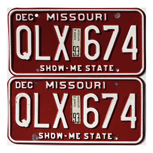 1993 Missouri License Plates Pair #QLX674