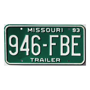 1993 Missouri Trailer License Plate #946FBE