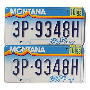 1993 Montana License Plates Pair #3P9348H