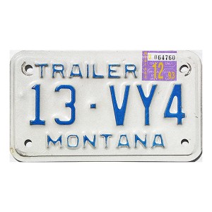 1993 Montana Trailer License Plate #13VY4