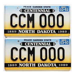 1993 North Dakota License Plates Pair #CCM000