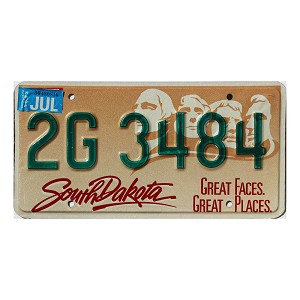 1993 South Dakota License Plate #2G3484