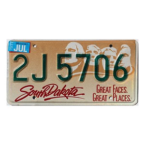 1993 South Dakota License Plate #2J5706