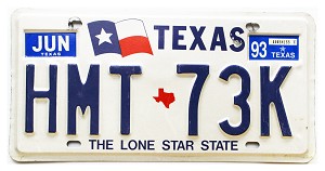 1993 Texas License Plate #HMT73K