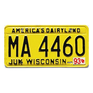 1993 Wisconsin License Plate #MA4460