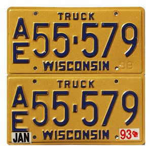 1993 Wisconsin Truck License Plates Pair #AE55579