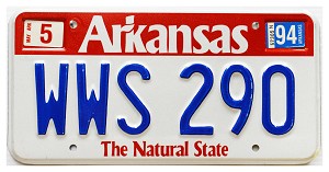 1994 Arkansas License Plate #WWS290