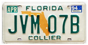 1994 Florida License Plate #JVM07B