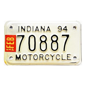 1994 Indiana Motorcycle License Plate #70887
