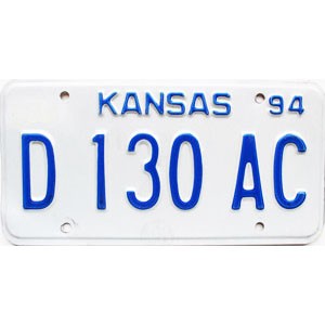 1994 Kansas Dealer License Plate #D130AC