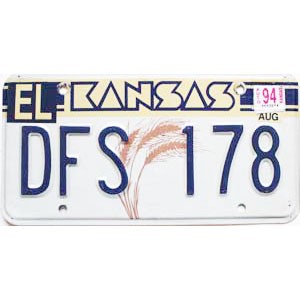 1994 Kansas License Plate #DFS178