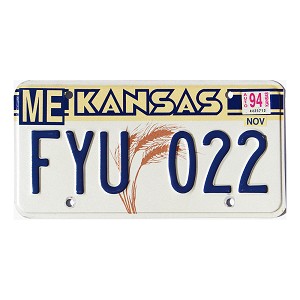 1994 Kansas License Plate #FYU022