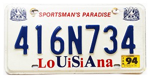 1994 Louisiana License Plate #416N734