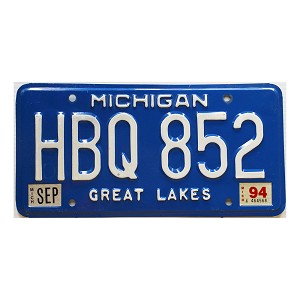 1994 Michigan License Plate #HBQ852