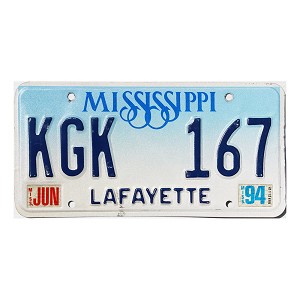 1994 Mississippi License Plate #KGK167