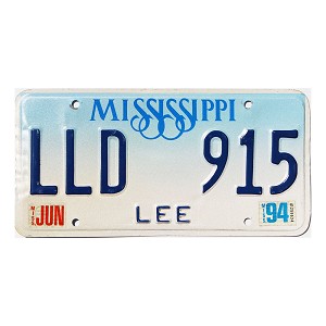 1994 Mississippi License Plate #LLD915