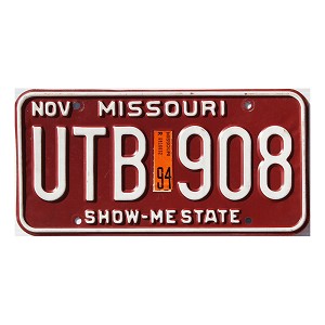 1994 Missouri License Plate #UTB908