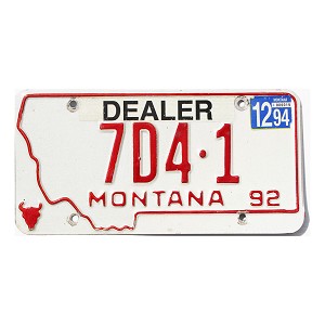 1994 Montana Dealer License Plate #7D41