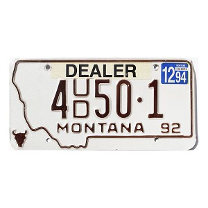 1994 Montana Dealer Used License Plate #4UD501