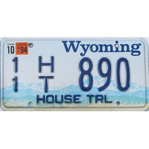 1994 Wyoming House Trailer License Plate #11890
