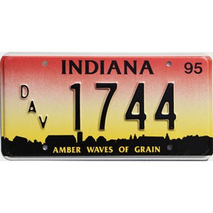 1995 Indiana Disabled Veteran License Plate #1744