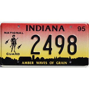 1995 Indiana National Guard License Plate #2498