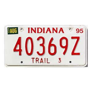 1995 Indiana Trailer License Plate #40369Z